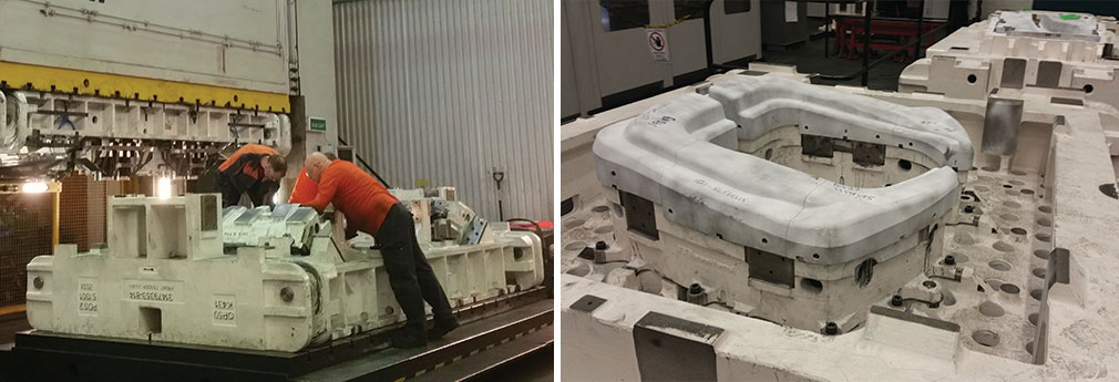 Dies are loaded into the press at Volvo