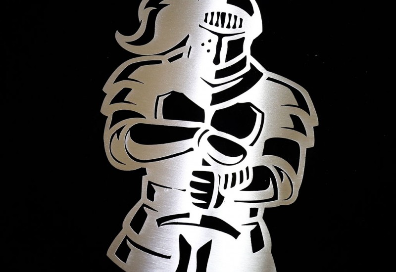 Stainless steel laser-cut knight by JSR (UK)
